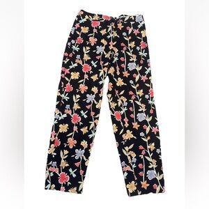 Talbots Woman’s Size 10 Floral Print Black Stretch Pants